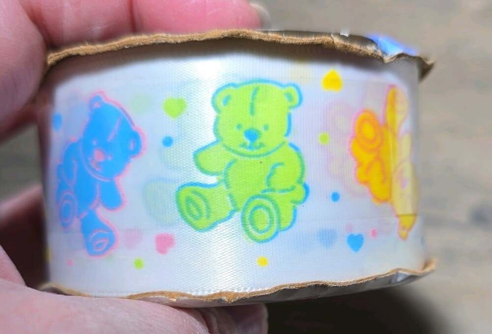 Ribbon Baby Multicolor Bears & Hearts 1 1/2" wide 9 yards New
